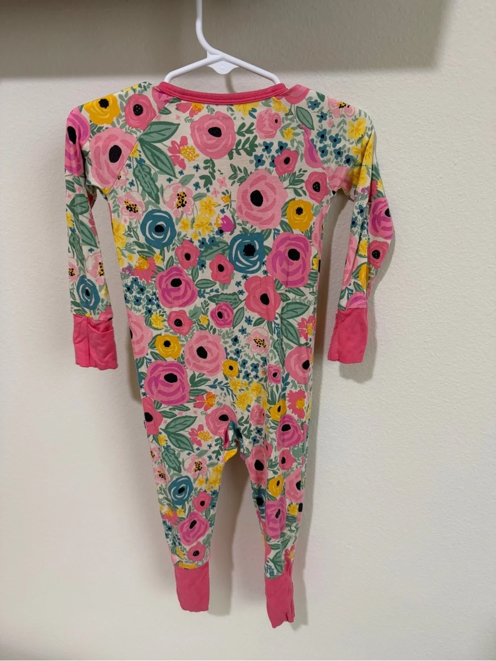 Little Sleepies Pink Floral Zipper Footie Pajamas